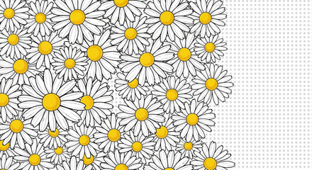 Floral explosion of daisies with playful dots creating a vibrant and fresh artwork