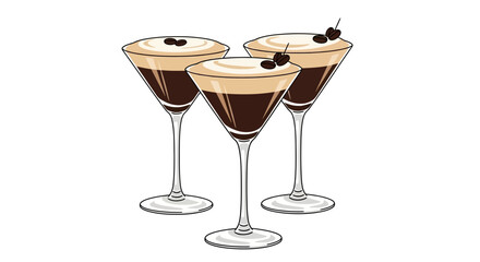 Elegant coffee martinis in stylish glassware illustration evoking sophisticated indulgence and