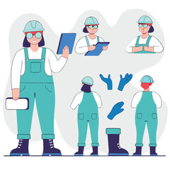 cartoon doctor and nurse illustration set