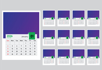 2026 Calendar Template, 2026 wall calendar design abstract template design for 2026 new year, calendar 2026 design
