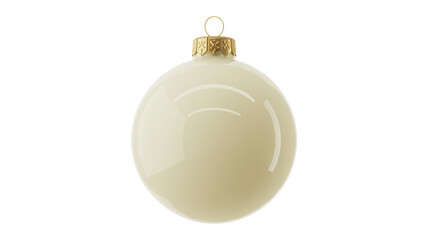 Christmas single white christmas ball ornament with golden top isolated on transparent background for festive holiday decoration