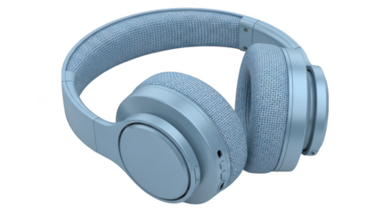 Modern Light Blue Overear Headphones On Black Background