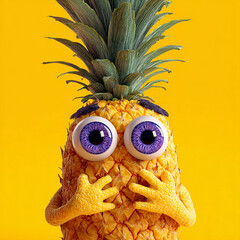 Funny Cartoon Pineapple Character