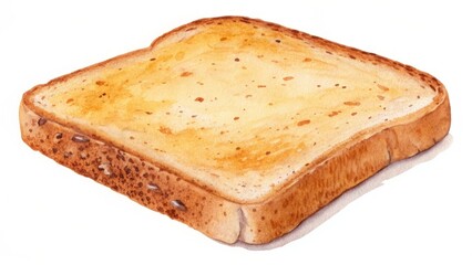 Watercolor slice of toast with seeds slice of bread