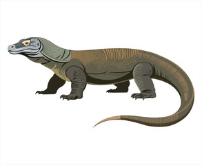 A detailed illustration of a komodo dragon in a side profile view