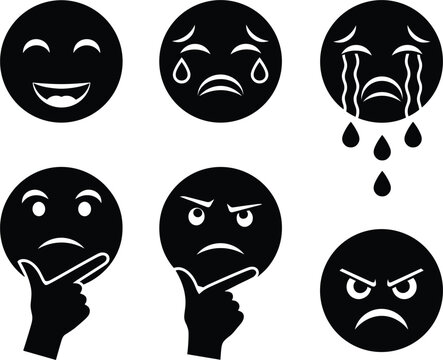 Mood Silhouette Icons &ndash; Emotional Human Face Shadows Collection.