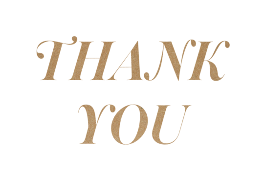 Brown paper typography text thank you isolated on transparent background