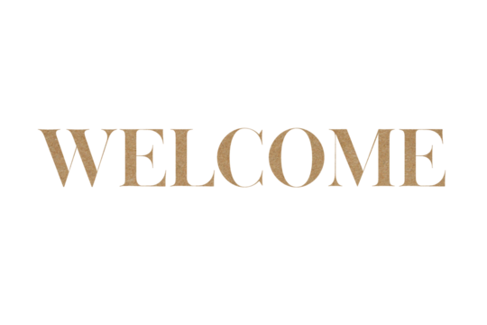 Brown paper typography text welcome isolated on transparent background