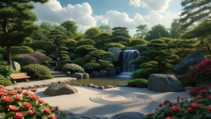 Serene Japanese garden scene