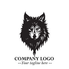 Fierce Head of Wolf Logo Symbol in Black on White Background with Bold Minimalist Modern Design