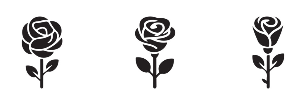Rose icon set, rose icon for apps and websites, rose vector logo, vector illustration EPS.