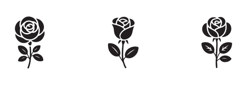 Rose icon set, rose icon for apps and websites, rose vector logo, vector illustration EPS.