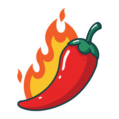 Hot Red Chili Pepper Flame Mascot Cartoon