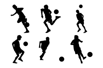 Soccer Player Silhouette Set – Football Action Poses Collection