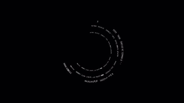 Abstract Digital Data Stream Animation with Rotating Circular Text and Numbers - Powered by Adobe