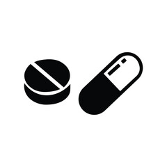 Medical pill and capsule icon simple clean design for health and pharmacy applications