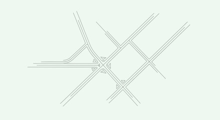 Abstract Urban Plan Depicting Roads and Intersections, Minimalist Perspective