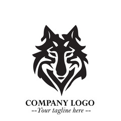 Fierce Head of Wolf Logo Symbol in Black on White Background with Bold Minimalist Modern Design