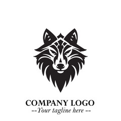 Fierce Head of Wolf Logo Symbol in Black on White Background with Bold Minimalist Modern Design