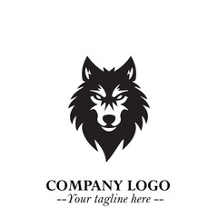 Fierce Head of Wolf Logo Symbol in Black on White Background with Bold Minimalist Modern Design