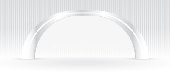 modern minimal gray white backdrop with metallic arch display 3d illustration vector scene for putting product or object