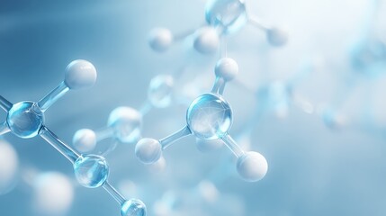 A close-up view of molecular structures, showcasing interconnected atoms with a soft blue background, highlighting the beauty of scientific exploration.