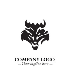 Fierce Head of Wolf Logo Symbol in Black on White Background with Bold Minimalist Modern Design