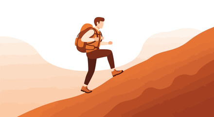 Adventurer Ascending A Majestic Mountain, Facing Challenges, Pursuing the Summit