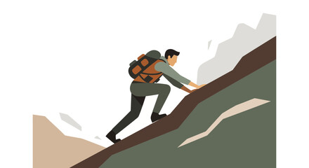 Adventurer Ascends Challenging Mountainside in Pursuit of Elevated Goals