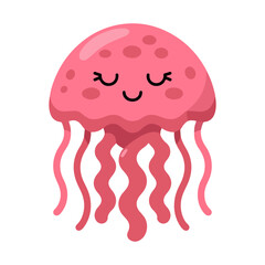 cute pink jellyfish cartoon vector illustration