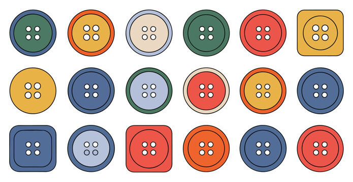 colorful sewing button icon collection