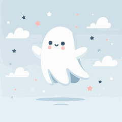 Cute cloth ghost cartoon illustration