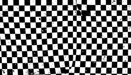 Fototapeta premium A black and white checkerboard pattern with distressed, worn look, creating a textured surface