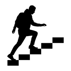 man climbing stairs icon vector design