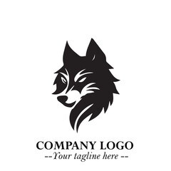 Fierce Head of Wolf Logo Symbol in Black on White Background with Bold Minimalist Modern Design