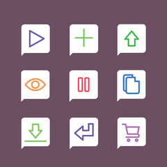 A modern collection of essential user interface outline icons for web design, application development, and digital media navigation