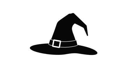 A simple black silhouette illustration of a classic witch s pointed hat