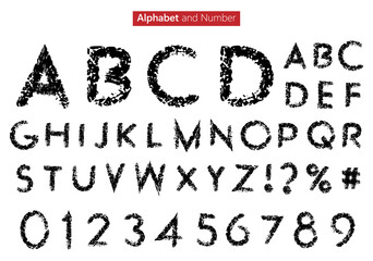 Distressed Brushwork Letters and Numbers Vector Illustration Set