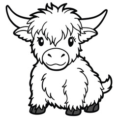 Cute highland cattle calf vector illustration scalable animal graphic eps format for design