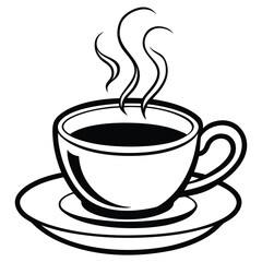 Steaming hot coffee cup and saucer vector illustration scalable eps icon for beverage design