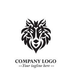 Fierce Head of Wolf Logo Symbol in Black on White Background with Bold Minimalist Modern Design