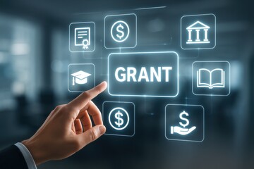Digital Interface Showing Grant Options for Education, Financial Aid, and Funding Opportunities