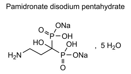Pamidronate disodium pentahydrate, chemical structure of pamidronate disodium pentahydrate, drug substance