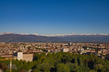 Vista sulla città di Torino la mattina dal terrazzo della Mole Antonelliana