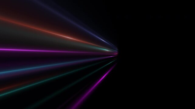 Colorful Light Rays Flying from Center &mdash; 3D Glowing Streaks on Transparent Background
