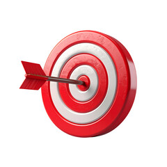 Gradient Arrow Hitting the Center of a Red SEO Target, Isolated on Transparent Background