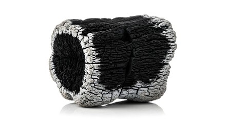 Burnt Wood Piece on White Background