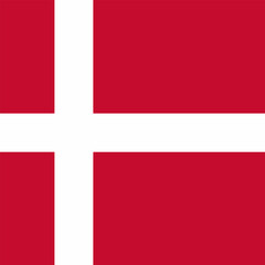 Danish national flag with a white Nordic cross on a red background Keywords: Denmark, flag, national, symbol, patriotism