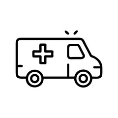 A pastel blue outline of an ambulance vehicle