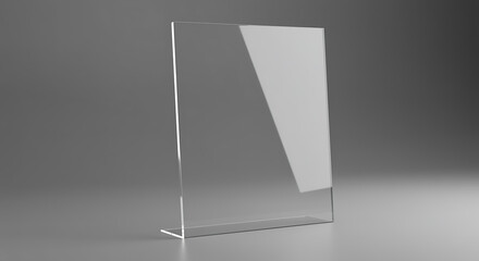 Clear acrylic sign holder on gray background display